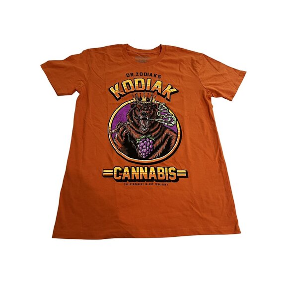Dr. Zodiak Kodiak Cannabis T-Shirt in Orange - Picture 1 of 3